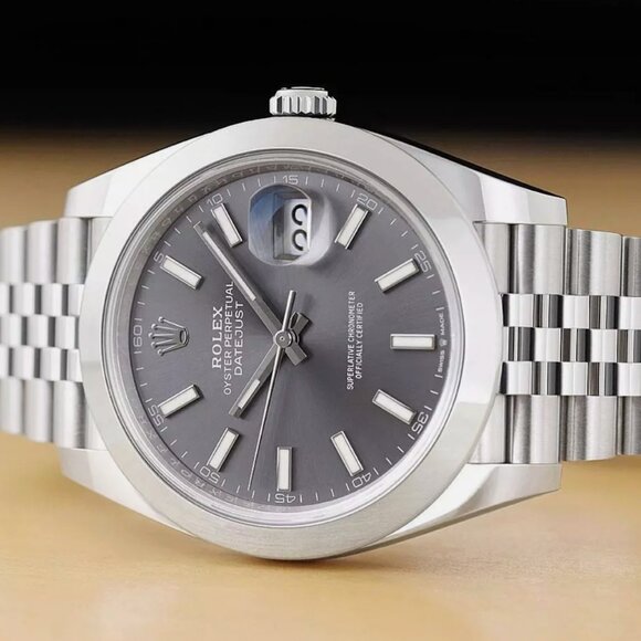 ROLEX MEN'S DATEJUST 41MM RHODIUM GRAY WITH CARD - Picture 2 of 6